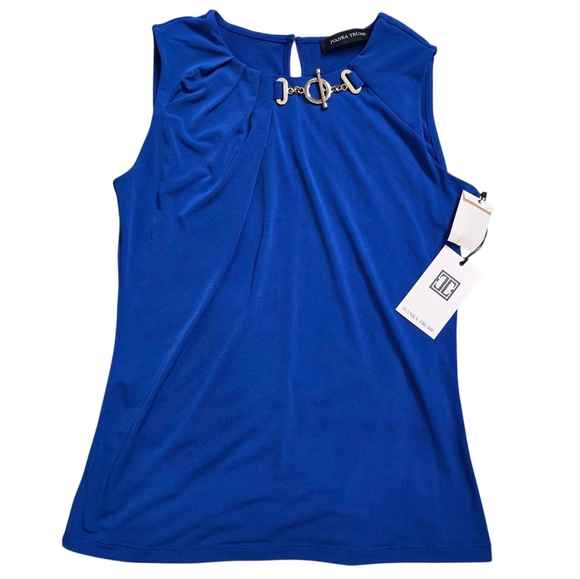 NWT Ivanka Trump Blue and Gold Accent Sleeveless Tank Top Size XS - Picture 1 of 7